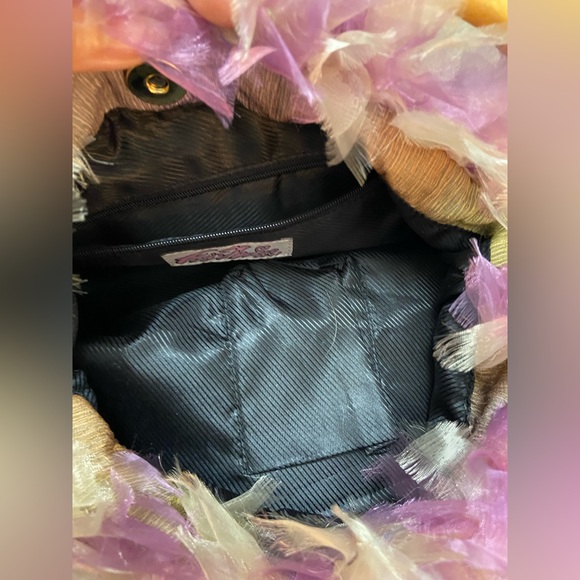 Vintage farnine Chiffon Ambre Purse with Banboo Handle - Picture 9 of 13